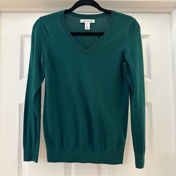 Amazon Essentials V Neck Pullover Sweater Green sz XS - Picture 1 of 4